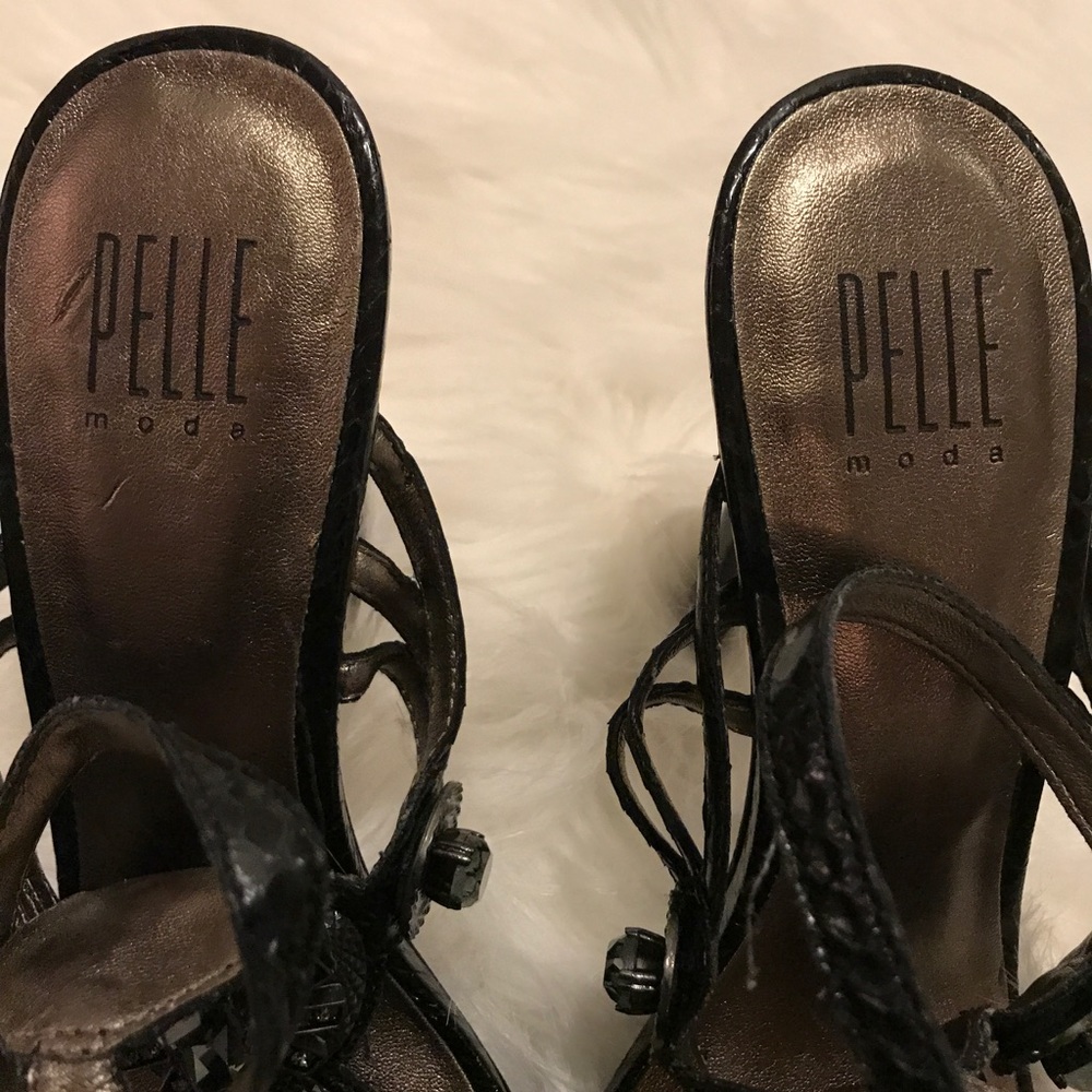 Pelle Moda Python Jeweled Heels - image 7